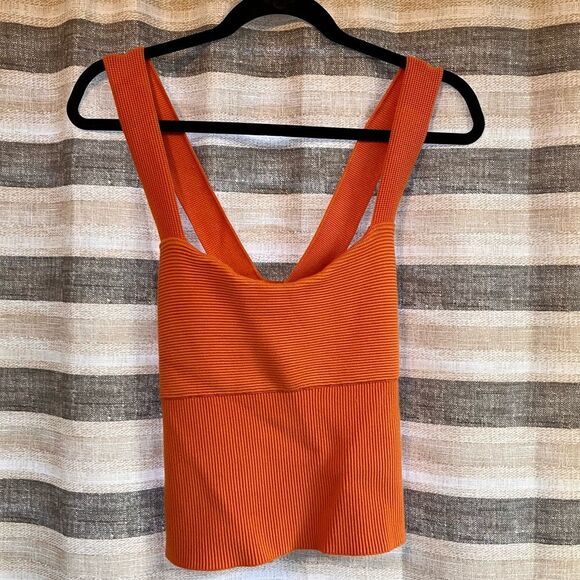 Abercrombie & Fitch Orange Ribbed Criss Cross Back Tank Top Size XL - Picture 1 of 7